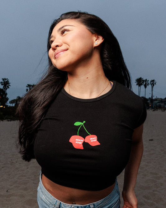 Cherry Hats Baby Tee (black)