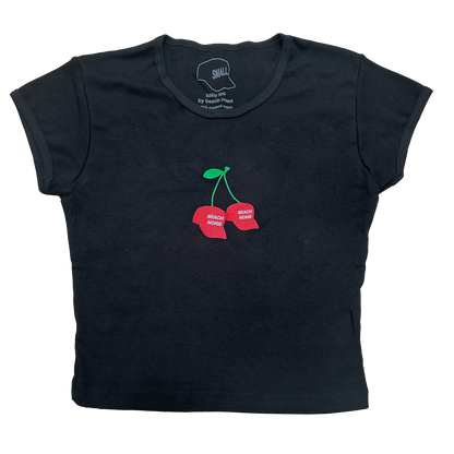 Cherry Hats Baby Tee (black)